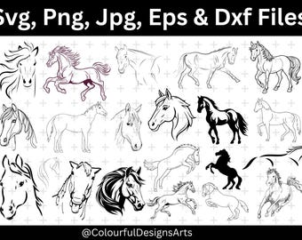 Pferd Silhouette, Pferd Linie Art, Pferd zwart, Pferd geschnitten Datei, Tier Blatt svg, Pferdeliebhaber svg, Laser Plotterdatei, Pferdekopf svg