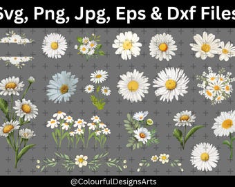 Daisy SVG Bundle, Flower Clipart, Daisy Clip Art, Daisy Vector, Silhouette, Svg Cricut Files, Commercial Use, Digital Download