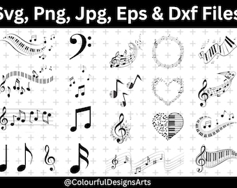 Music Notes Svg Bundle, Musical Notes Clipart, Music Svg, Music Notes PNG, Silhouette, Instant Download