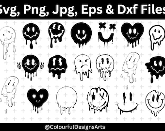 Smiley schmelzendes Gesicht Cliprt, Smiley Gesichtssvp-Bundle, Smiley Emoji svg, Cricut & Sillhouette, schmelzendes Gesicht svg, gruselige svg, SVG-Schnittdateien