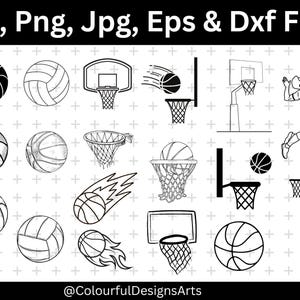 Basketball SVG Bundle, Basketball Cut Files, Basketball Clip Art, Sports Ball Cut Files for Cricut, Basketball Silhouette, Basketball PNG