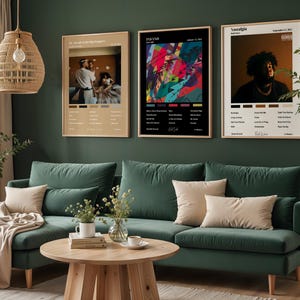 Conjunto de 3 capas de álbuns personalizadas | Pacote de arte de parede com música personalizada | Escolha qualquer álbum | Presente para ele, decoração de casa