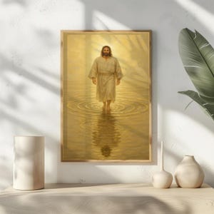 Radiant Jesus Walking Forward Print, Christian Digital Wall Art, Faith and Light Decor, LDS Spiritual Bible Poster