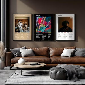 Conjunto de 3 capas de álbuns personalizadas | Pacote de arte de parede com música personalizada | Escolha qualquer álbum | Presente para ele, decoração de casa