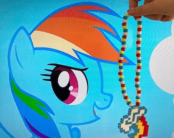 Rainbow Dash Cutie Mark Perler Kandi Necklace MLP