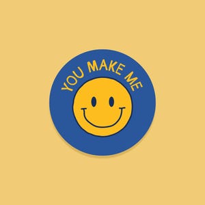 You Make Me Smile Vinyl Sticker | Retro Smiley Face Decal