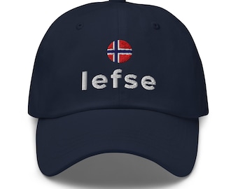 LEFSE HAT: Embroidered Norway Flag Scandinavian Gift