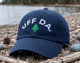Embroidered Uff Da Pine Tree Dad Hat - Up North Minnesota Cabin Cap