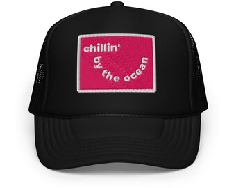 OCEAN Patch Trucker Hat: Beach Vacation, Embroidered Mom Gift