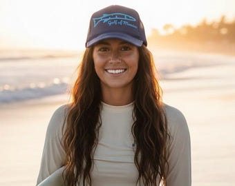 GULF OF MEXICO Trucker Hat: Embroidered Fish Beach Vacation Cap
