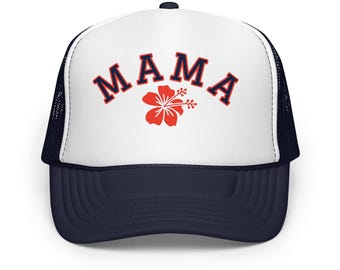 MAMA Flowered Trucker Hat: Trendy Beach Gift for New Mom