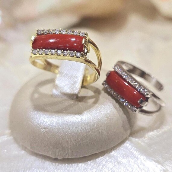 Red Coral Ring, Coral Gemstone, Adjustable Rings Size, Luxury