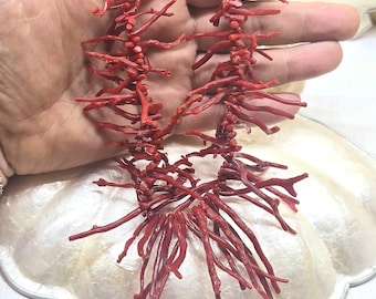 Fermeture De Collier En Or 18K Jaune Avec Corail Rouge Méditerranéen Naturel - Style Vintage Années 70 - Italie