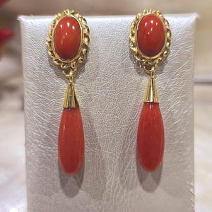 Red Coral Earrings, Ladies Earrings, Handmade Jewelry, Genuine Mediterranean Coral, Elegant Gift for Her, New Arrivals, Diy Gift Ideas