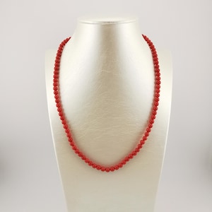 Red Coral Balls Necklace, Gold Simple Necklace , Mediterranean Style, Corallium Rubrum, Italian Gold Jewelry, Luxury Presents For Her