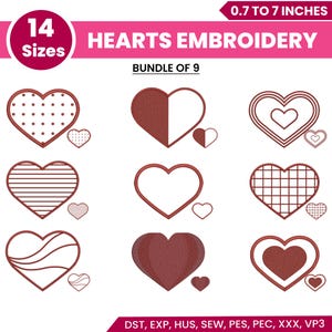 Mini Hearts Machine Embroidery design, Valentines Day Mini Hearts, Mothers Day Heart Embroidery, 14 sizes, PES DST and more,Instant download