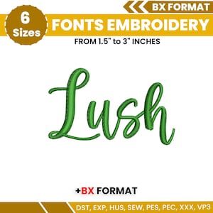 BX Cursive Machine Embroidery Font, Monogram Script Alphabet, Satin Stitch Font, PES, DST, Boho Signature Font, 6 Sizes, Instant Download