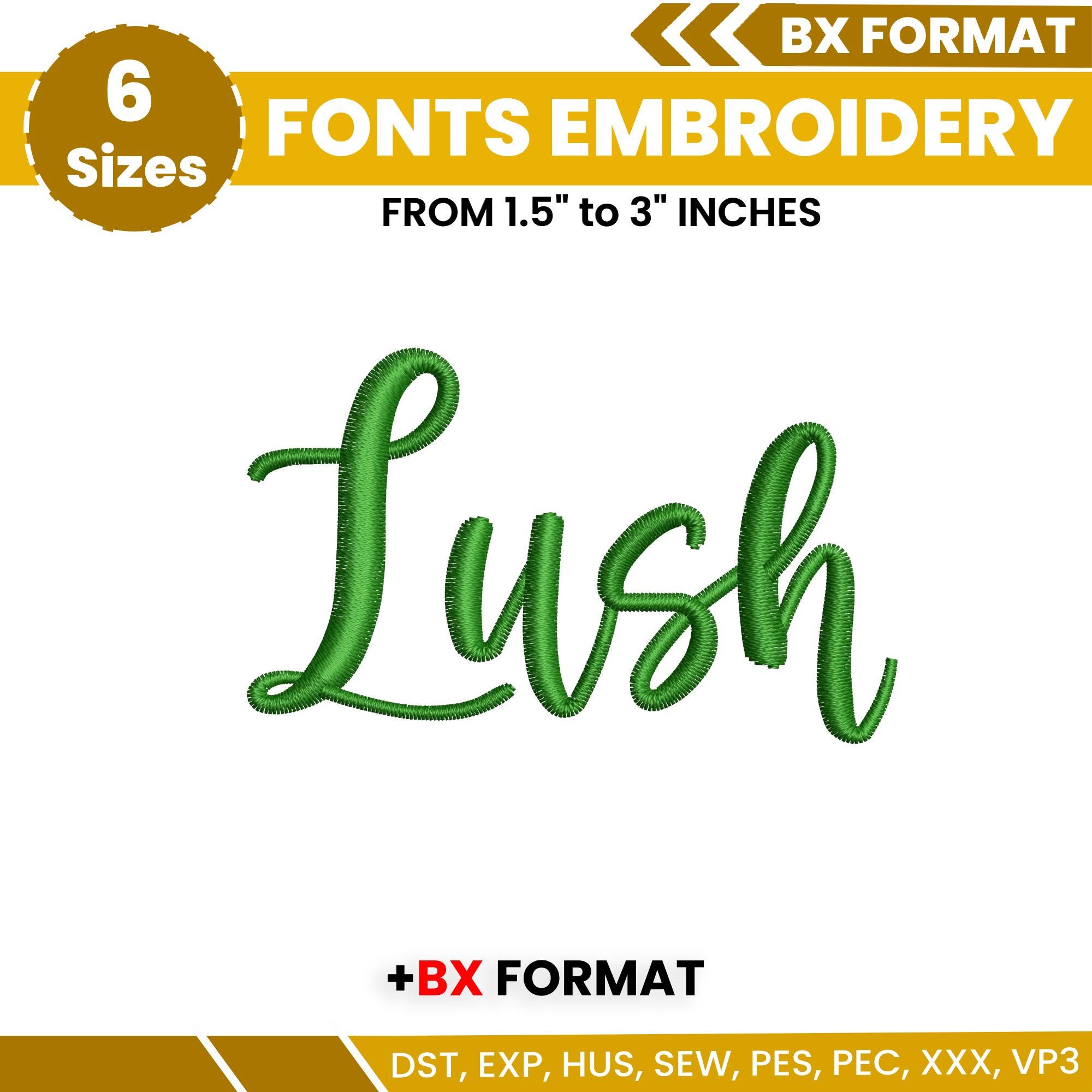 BX Cursive Machine Embroidery Font, Monogram Script Alphabet, Satin Stitch Font, PES, DST, Boho Signature Font, 6 Sizes, Instant Download