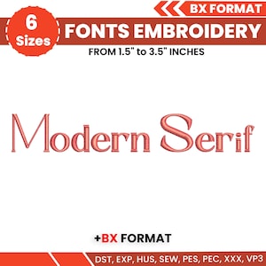 BX Cursive Machine Embroidery Font, Monogram Script Alphabet, Satin Stitch Font, PES, DST, Boho Signature Font, 6 Sizes, Instant Download