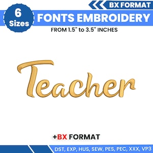 BX Cursive Machine Embroidery Font, Monogram Script Alphabet, Satin Stitch Font, PES, DST, Boho Signature Font, 6 Sizes, Instant Download
