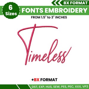 BX Cursive Machine Embroidery Font, Monogram Script Alphabet, Satin Stitch Font, PES, DST, Boho Signature Font, 6 Sizes, Instant Download