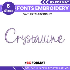 BX Cursive Machine Embroidery Font, Monogram Script Alphabet, Satin Stitch Font, PES, DST, Boho Signature Font, 6 Sizes, Instant Download
