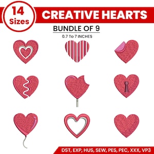 Mini Hearts Embroidery Designs, Small Heart Embroidery pattern, 14 Sizes, Mothers Day Heart Embroidery, PES DST and more, Instant Download