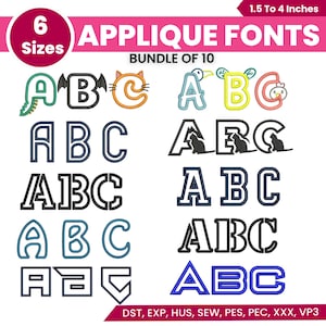 Applique Font Embroidery, Applique Alphabet Letters A-Z, Machine Embroidery Design, Applique PES Font Embroidery, 6 sizes, Instant Download