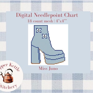 Miss Juno Boot Digital Needlepoint Canvas Chart 18-Mesh