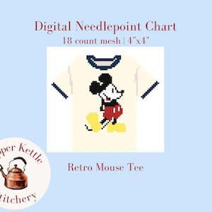 Retro Mouse Tee Digital Needlepoint Chart 18 Mesh