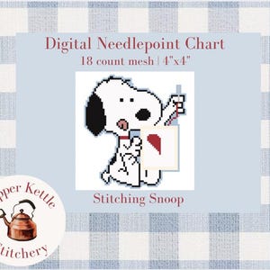 Gráfico digital para bordado do Snoopy | 10x10 cm, 18 pontos