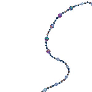 Shimmering Blue & Purple Glass Bead Necklace--26&quot;
