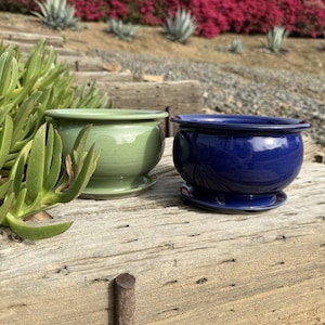 Planter with built on drainage tray hand thrown on a wheel-Indoor/outdoor
