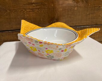 Juego de fundas para cuencos de microondas – Portamantillas reversibles de tela – Fundas acolchadas para cuencos de sopa – Regalo de cocina hecho a mano – Soporte para cuencos apto para microondas