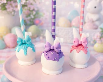 Pastel Bunny Cake Pops – Faux Easter Tiered Tray Decor