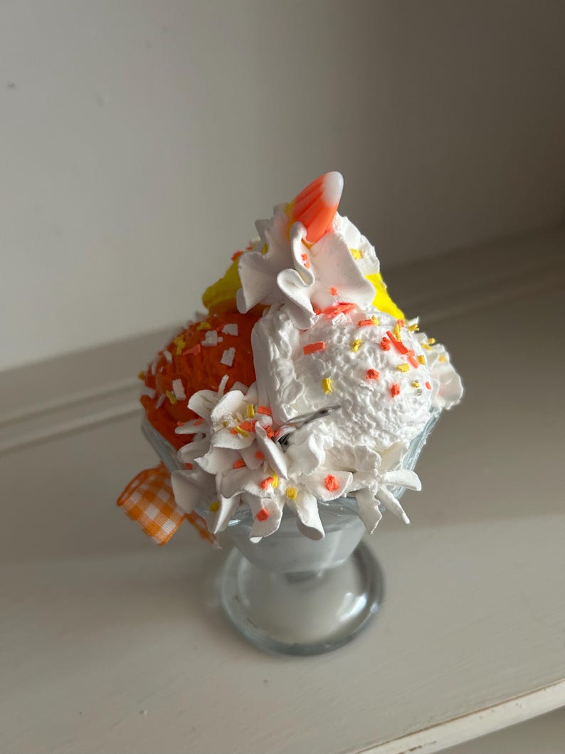 Fake Candy Corn Ice Cream Sundae: Halloween Tiered Tray Decor - Etsy