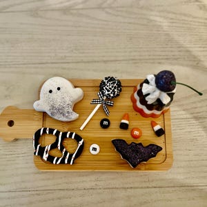 Halloween charcuterie board/ Halloween candy/ Fake Halloween cookies/ Fake Halloween dessert/ tiered tray decor/ Halloween decor