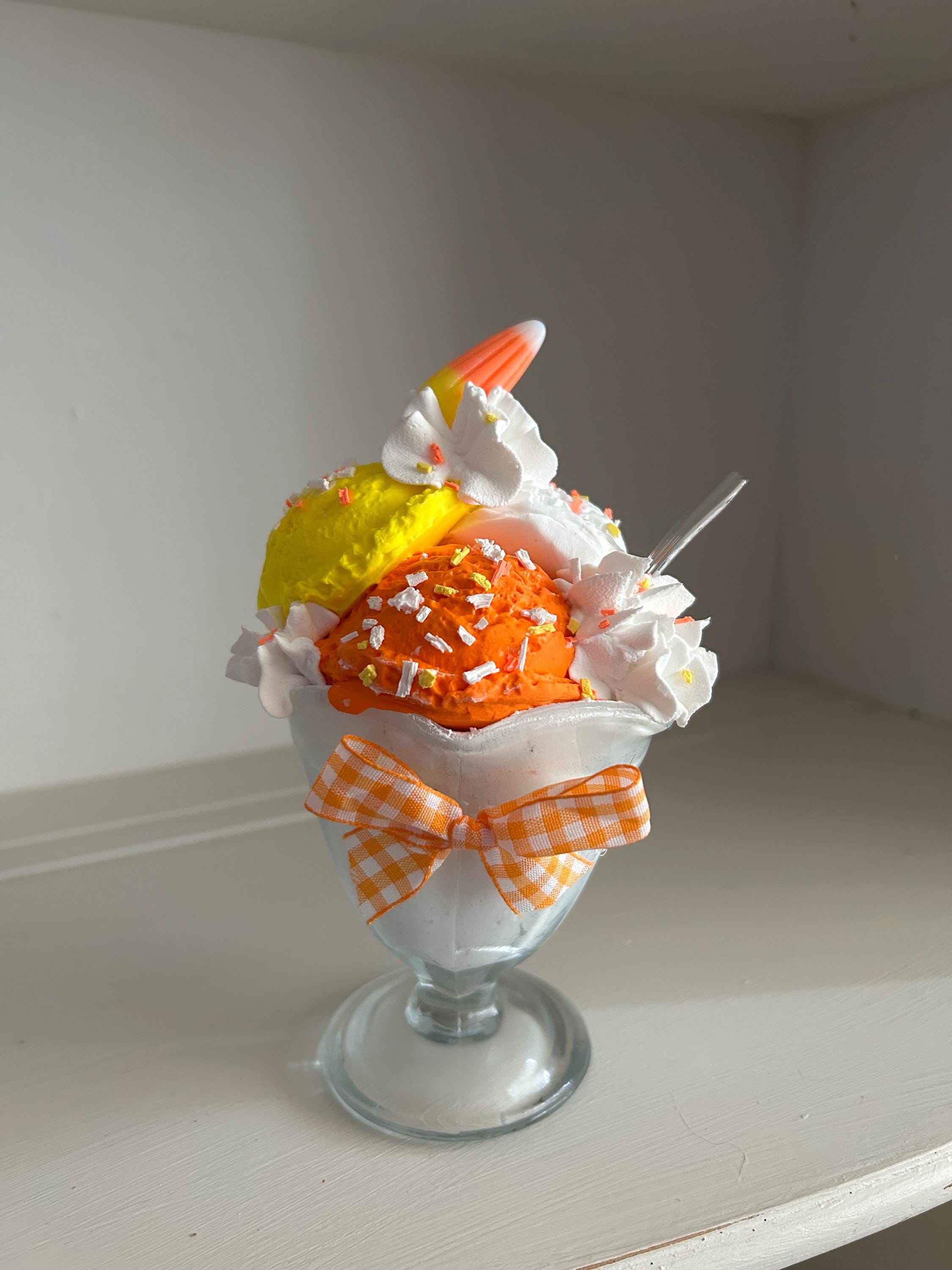 Fake Candy Corn Ice Cream Sundae: Halloween Tiered Tray Decor - Etsy
