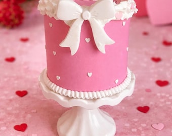 Decoración de pastel falso con forma de corazón rosa: accesorio para pastel de San Valentín, exhibición de pastel falso, centros de mesa para baby shower, accesorio para fotos, decoración de bandeja escalonada de San Valentín