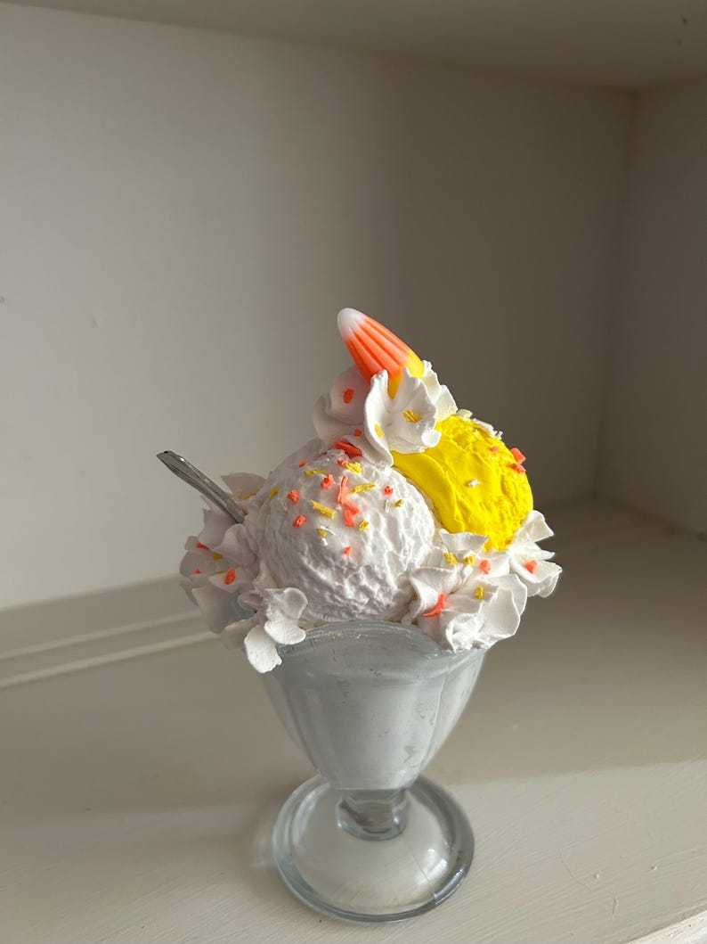 Fake Candy Corn Ice Cream Sundae: Halloween Tiered Tray Decor - Etsy
