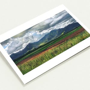 Zehn (10) Original Kunst Hawaii Landschaft Blankokarten "Landstraße, Oahu" mit Premium Umschlägen Danke, Hawaiian Mountains Valley Island zu kardieren