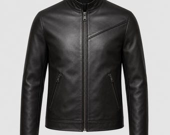 Modern Black Leather Jacket | Minimalist Biker Style