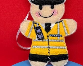 Adorno de fieltro de agente de tráfico, regalo personalizado