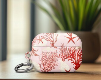 Airpods Gen 4 Coral Reef AirPod Pro 2 Case Holiday Gift Pink Red Coral Branches Starfish Ocean Theme Underwater Art Marine Life Design Cover