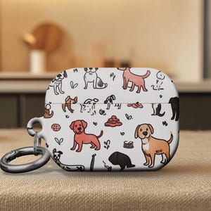 Playfull Dog Airpod Case, Cartoon Airpod Case Keychain Protective Cover for AirPods Pro 1/2 Airpods Gen 1/2, Durable Scratches Free Material