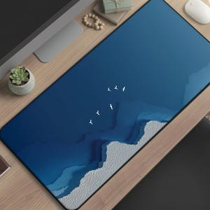Chinoiserie Desk Mat Blue Mountain Mouse Pad Large Aesthetic Table Protector Setup Decor Corporate Gift Anniversary Gift Idea D380