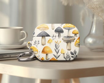 AirPods Gen 4 Hard Cover Airpods Pro 2 Case Minimalistic Mushroom Airpods Pro 1 Case Birthday Gift for Mushroom Lover Keychain Ring