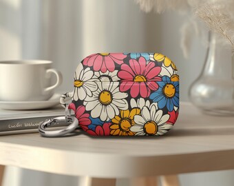 Airpods 4 Flower Airpod Pro 2 Case Vibrant Daisy Pattern Cute Design Idea Airpod Pro 1 Case Birthday Gift for Lover Easy Carry Keychain Ring