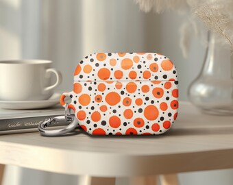 Airpods Gen 4 Polka Dot AirPod Pro 2 Case Birthday Gift Orange White Black Spots Retro Bold Pattern Fun Graphic Design Cover for Her Playful