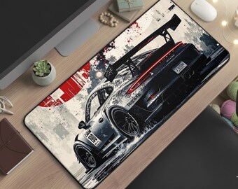 Sports Car Desk Mat Mouse Pad Minimalist White Porsche Design Office Decor Birthday Gift For Husband Boyfriend Men Gaming Desk Pad D124